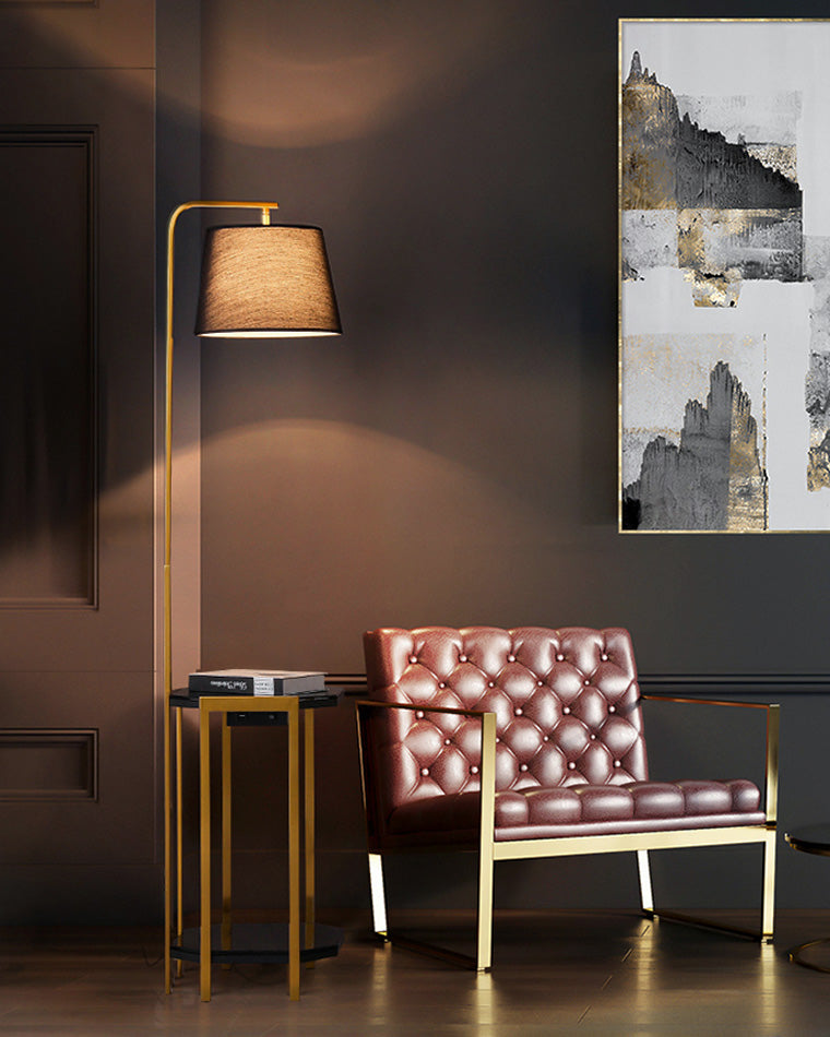 Diff Vintage Linen Floor Lamp with Charging Table-DF7064