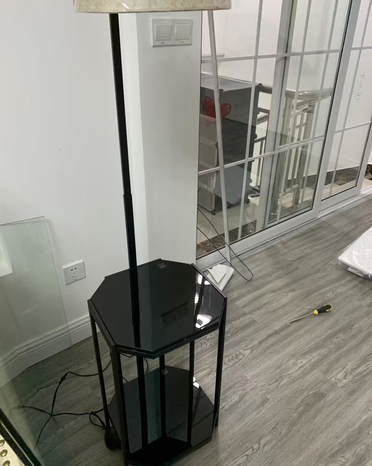 Diff Vintage Linen Floor Lamp with Charging Table-DF7064
