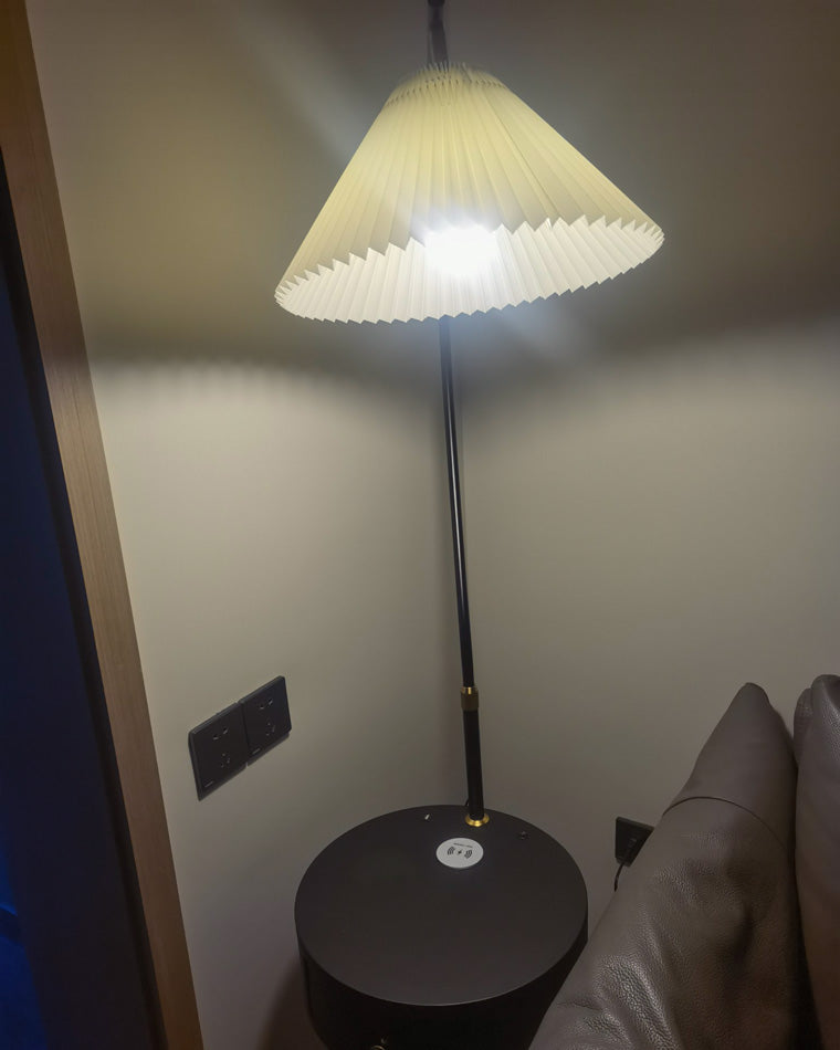 Diff Pleated Gooseneck Tripod Floor Lamp with Table-DF7069