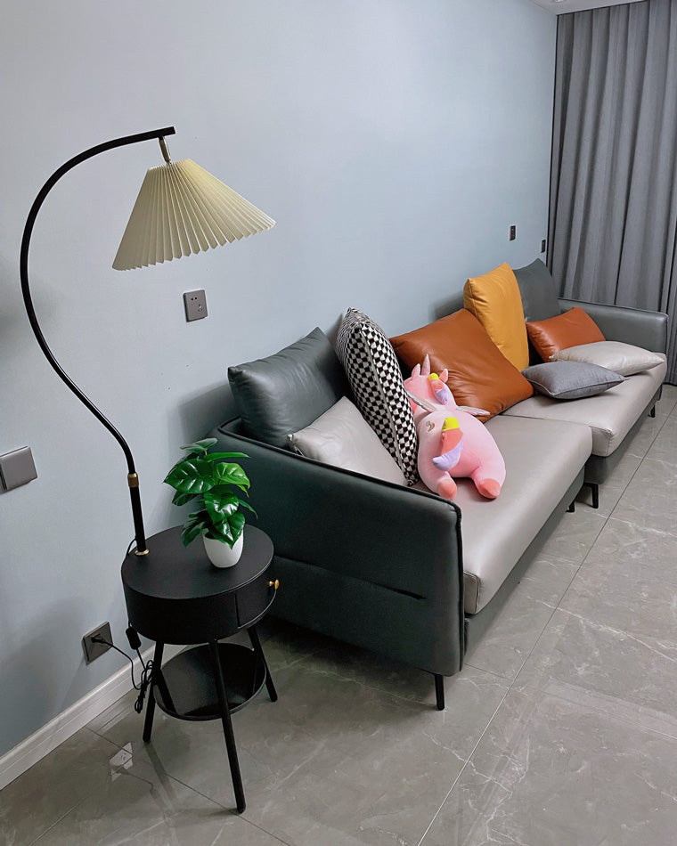 Diff Pleated Gooseneck Tripod Floor Lamp with Table-DF7069