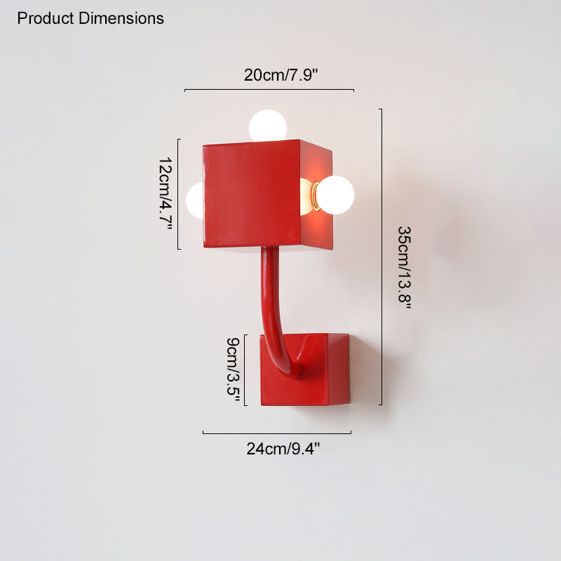 Diff Red Square Mid Century Wall Sconce with Pull Chain-DF6050