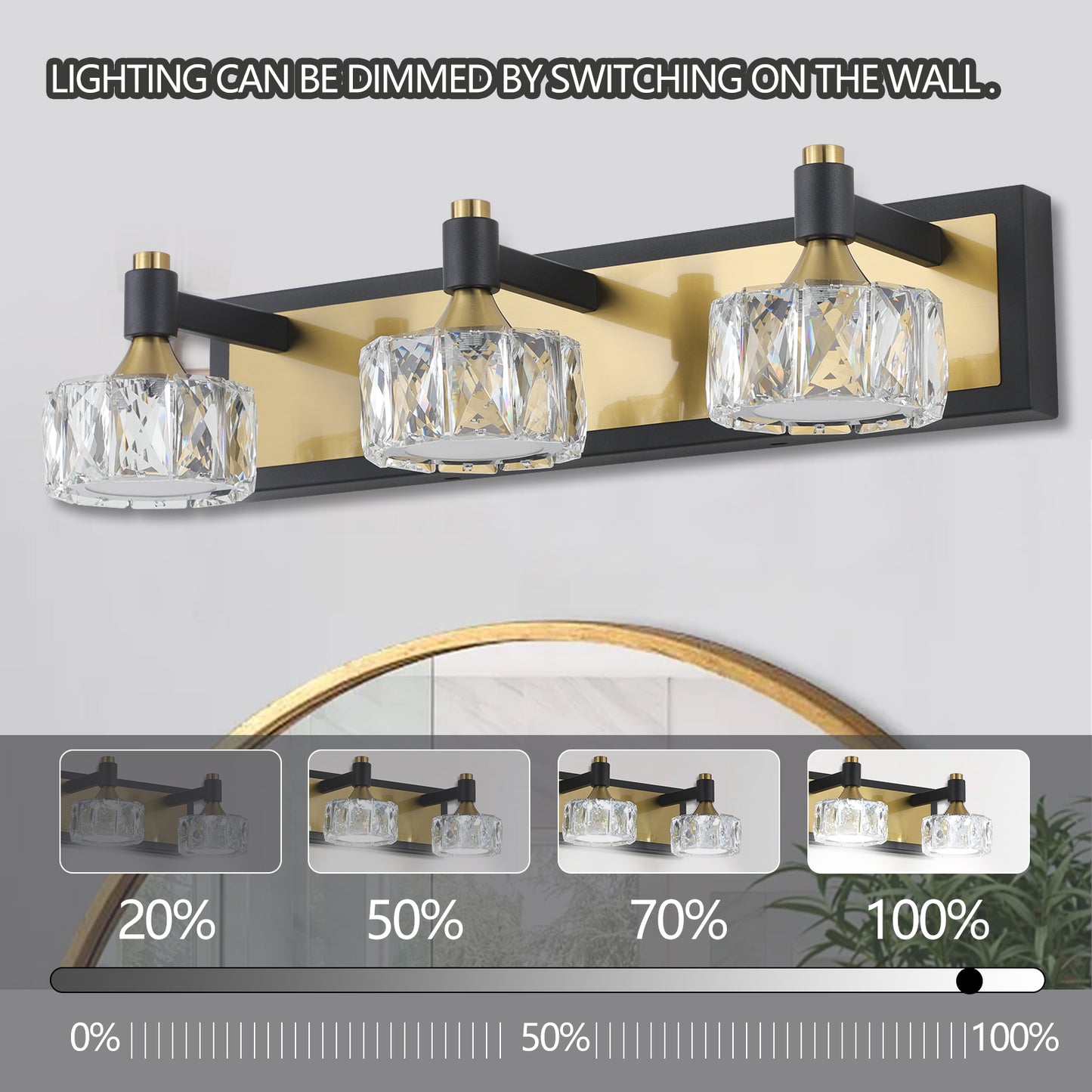 LED 3-Light Modern Crystal Bathroom -DG2022