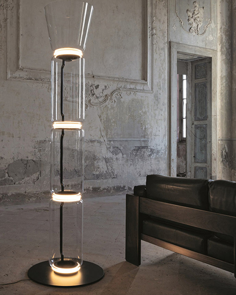 Diff Glass Column Torchiere Floor Lamp-DF7018