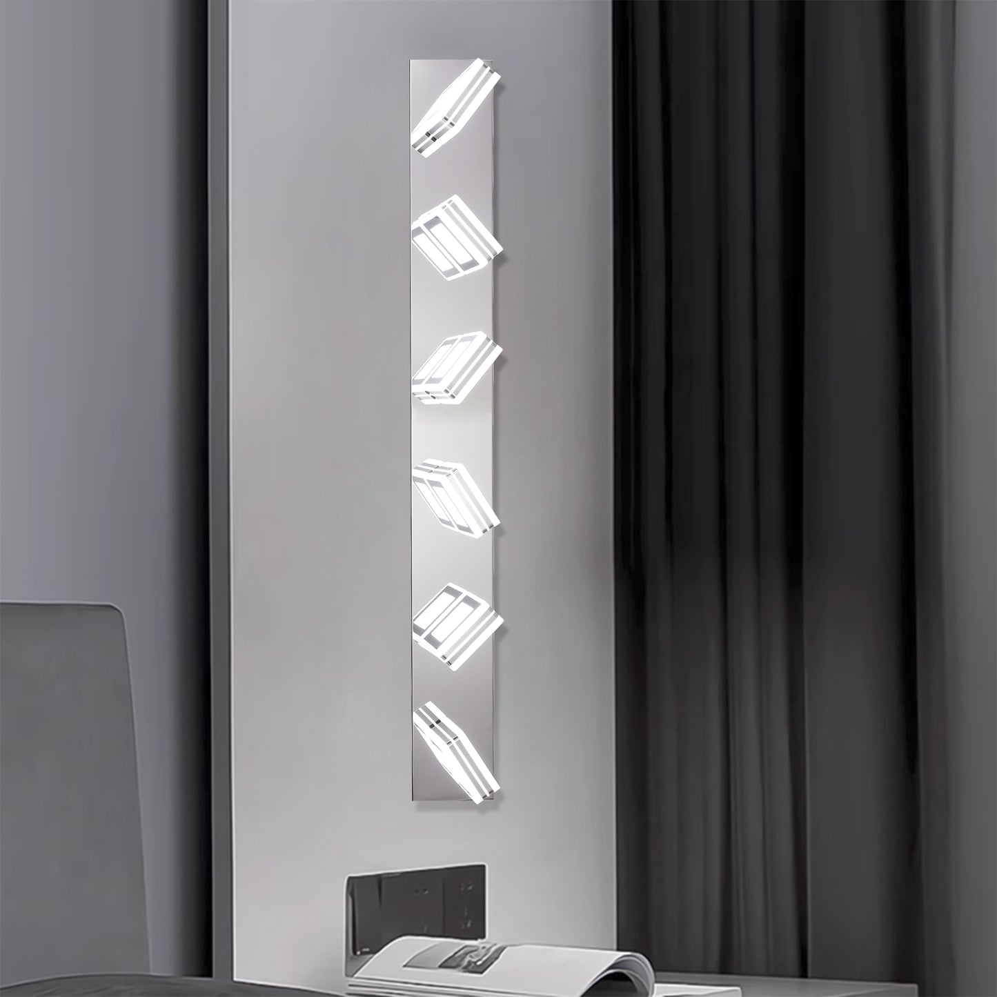 6-Lights Acrylic Modern Chrome Makeup Mirror Light-DG2029