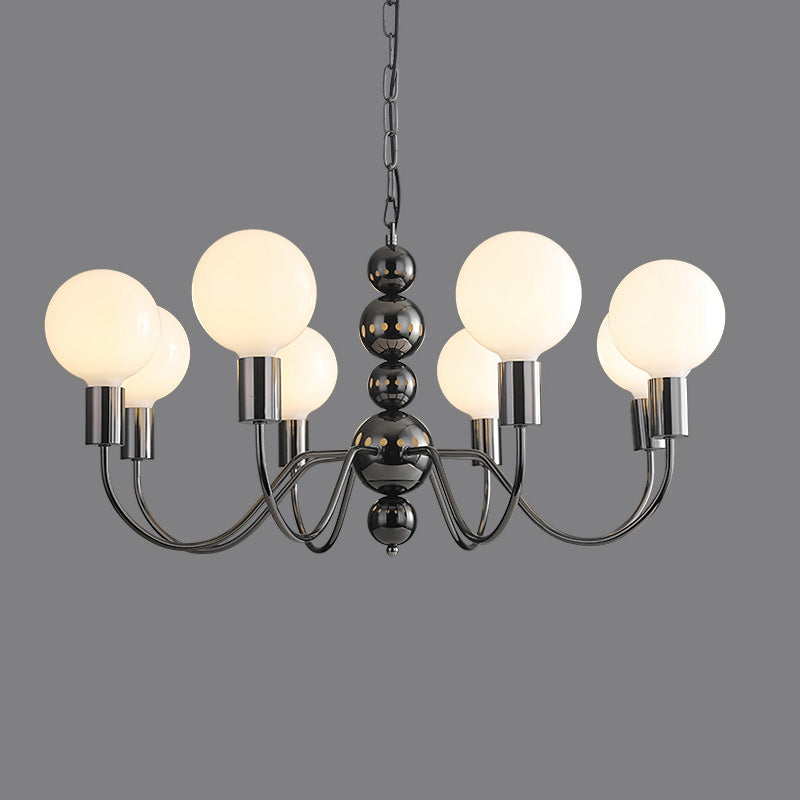 Diff Milk Glass Globe Black Arm Chandelier-DF2173