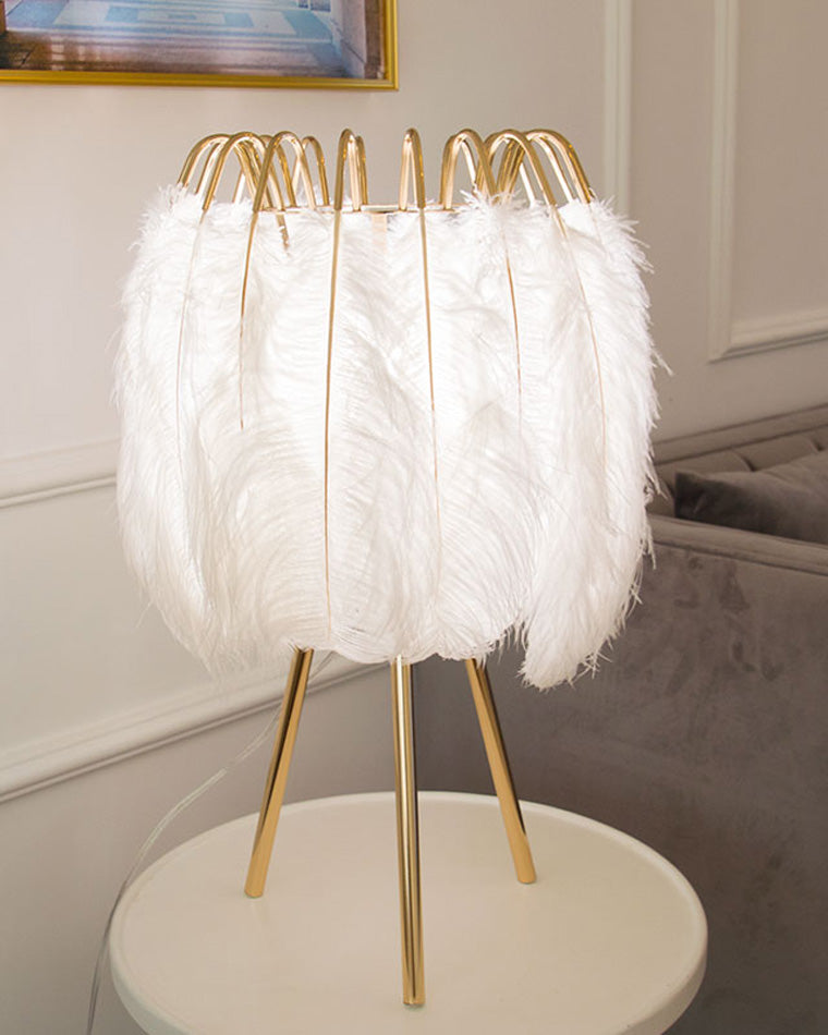 Diff Stylish Tripod Feather Table Lamp-DF8036