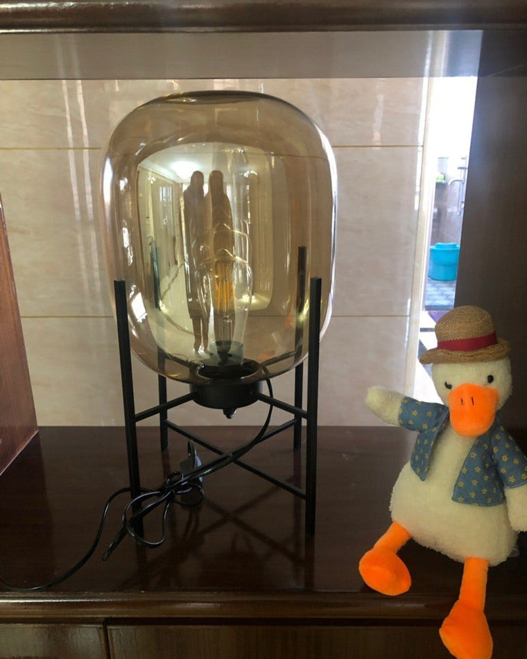Diff Smoked Glass Lantern Table Lamp-DF8012