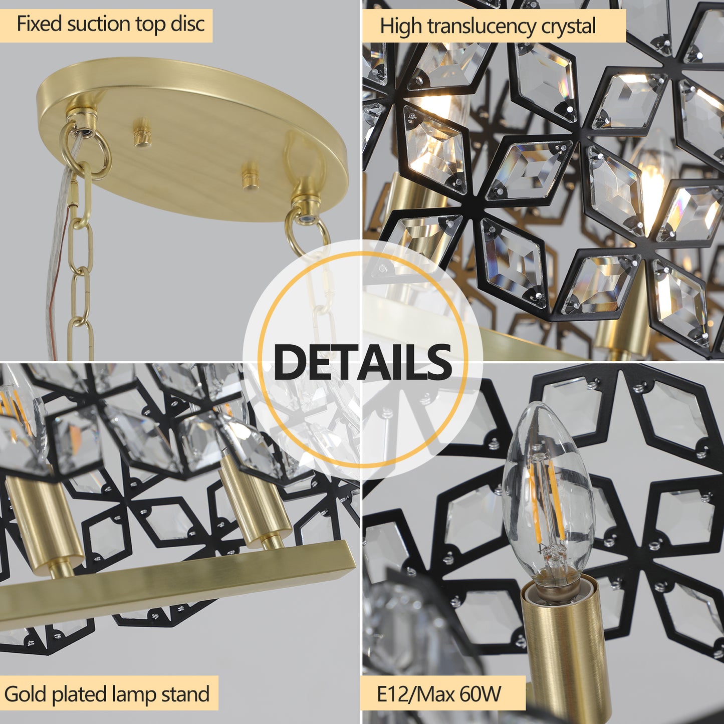 Modern Luxury Champagne Gold Oval Crystal ceiling chandelier -DG2034