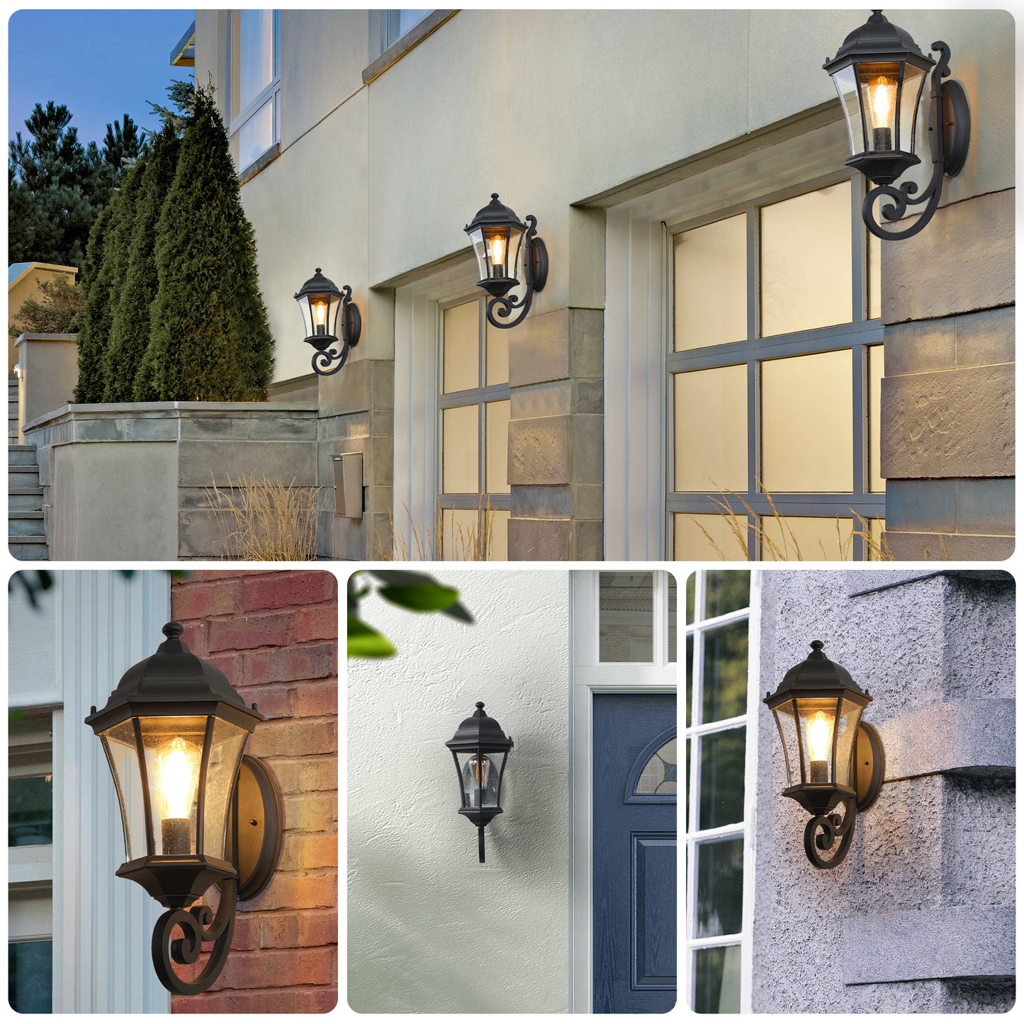 Outdoor Waterproof Glass Retro Wall Lamp with light sense-DG2045
