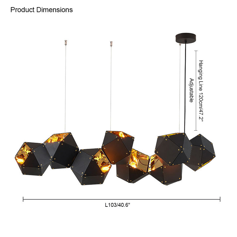 Diff Long Steel Sculptural Chandelier-DF2076