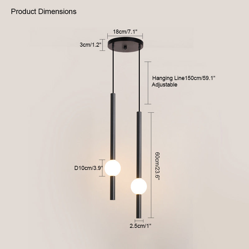 Diff White & Black Tube Pendant Light-DF2093