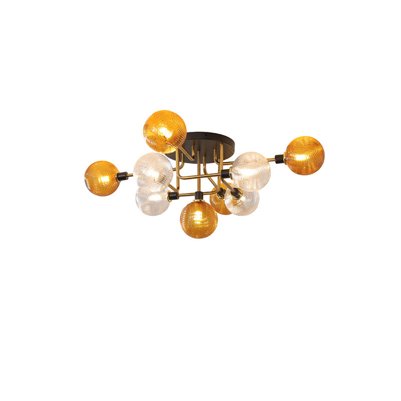 Diff Ribbed Smoked/Green Glass Globe Ceiling Light-DF1110