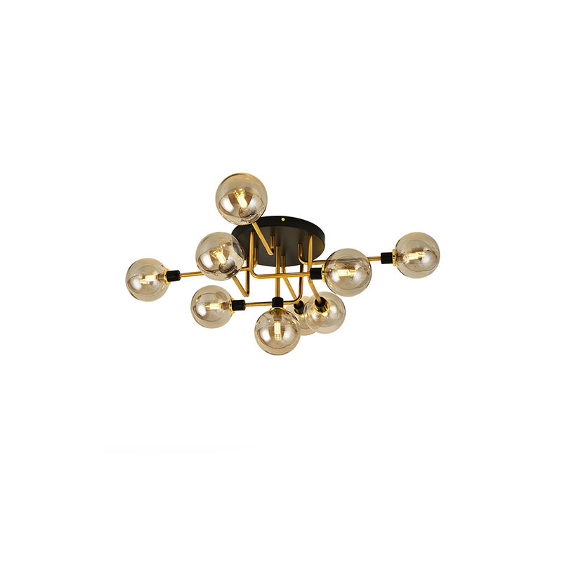 Diff Ribbed Smoked/Green Glass Globe Ceiling Light-DF1110