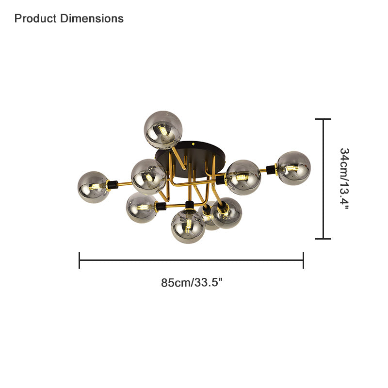 Diff Ribbed Smoked/Green Glass Globe Ceiling Light-DF1110
