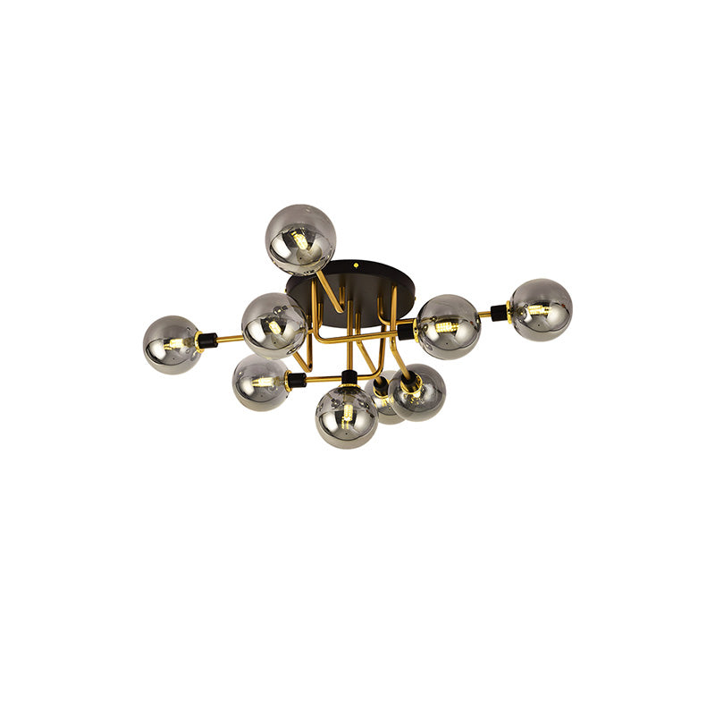 Diff Ribbed Smoked/Green Glass Globe Ceiling Light-DF1110
