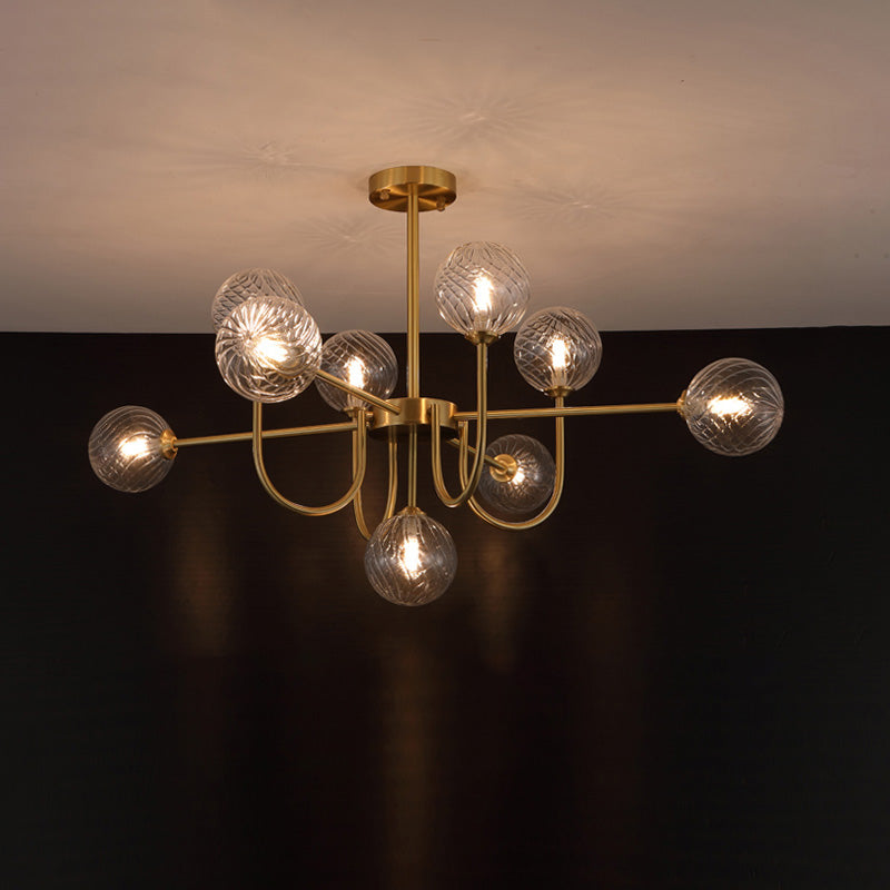 Diff Glass Globe Brass Arm Chandelier-DF2255