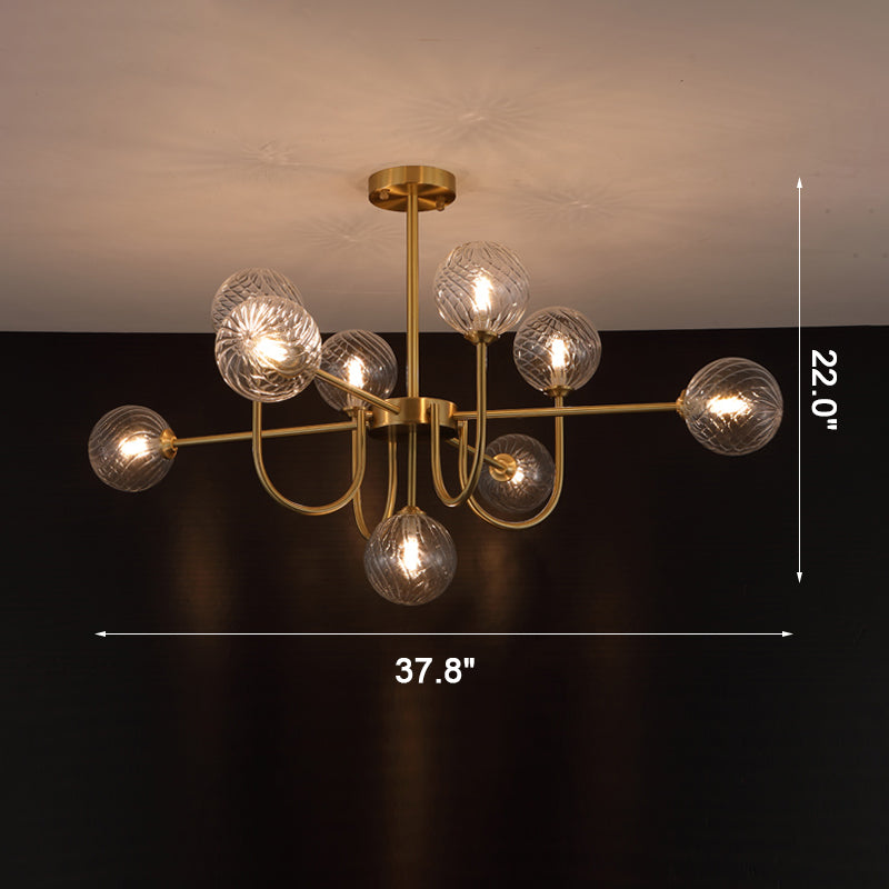 Diff Glass Globe Brass Arm Chandelier-DF2255