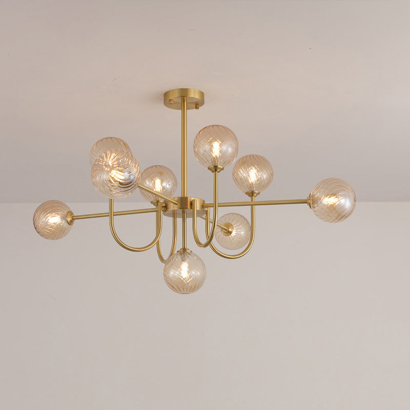 Diff Glass Globe Brass Arm Chandelier-DF2255