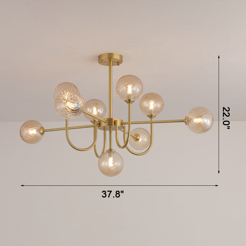 Diff Glass Globe Brass Arm Chandelier-DF2255