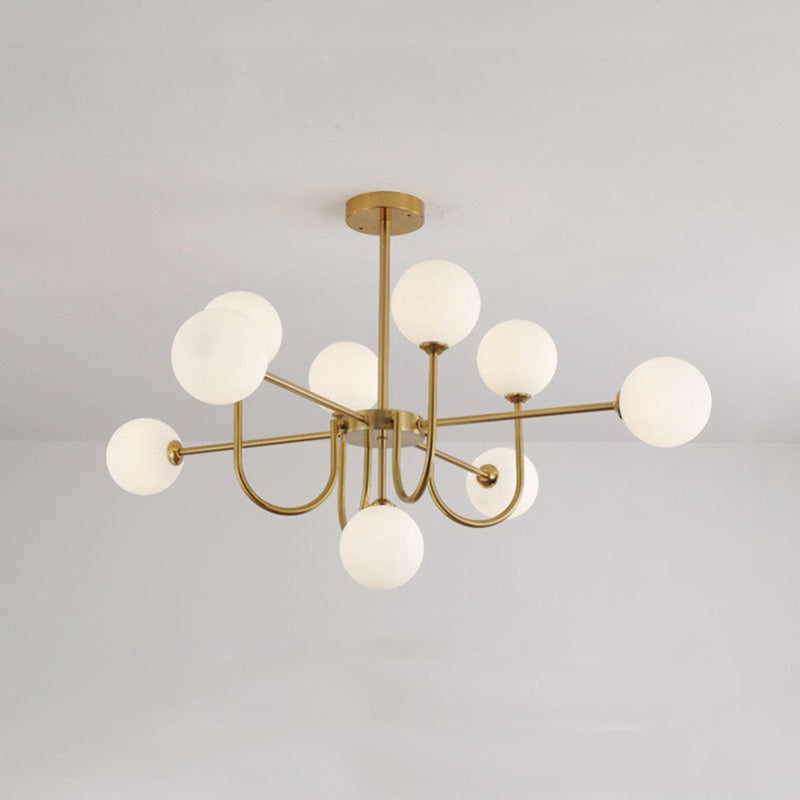 Diff Glass Globe Brass Arm Chandelier-DF2255