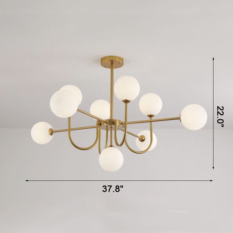 Diff Glass Globe Brass Arm Chandelier-DF2255