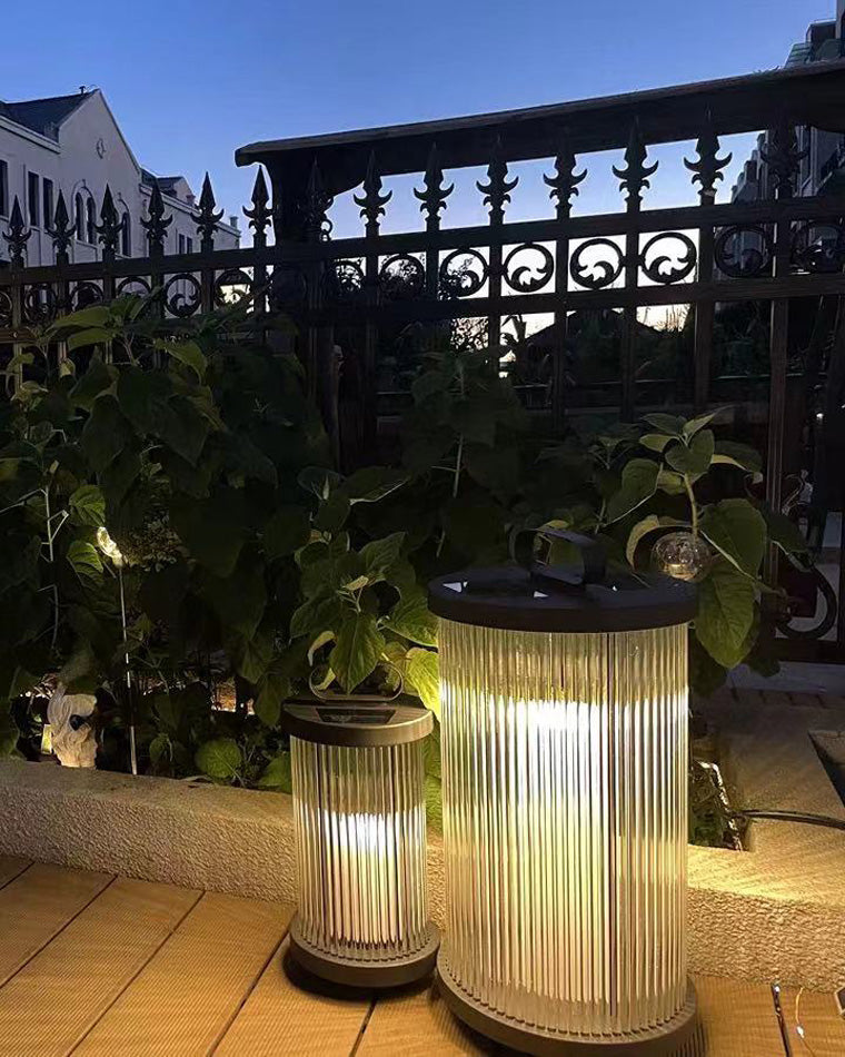 Diff Solar Pleated Glass Lantern Outdoor Light-DF9043