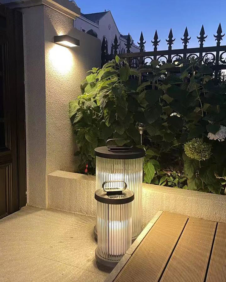 Diff Solar Pleated Glass Lantern Outdoor Light-DF9043