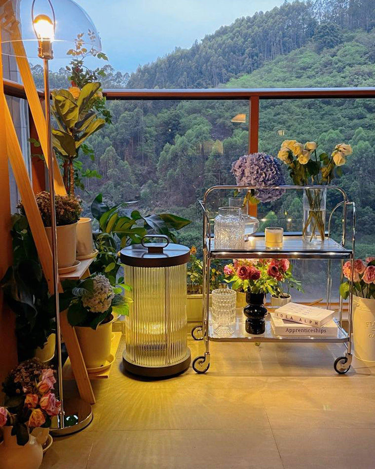 Diff Solar Pleated Glass Lantern Outdoor Light-DF9043