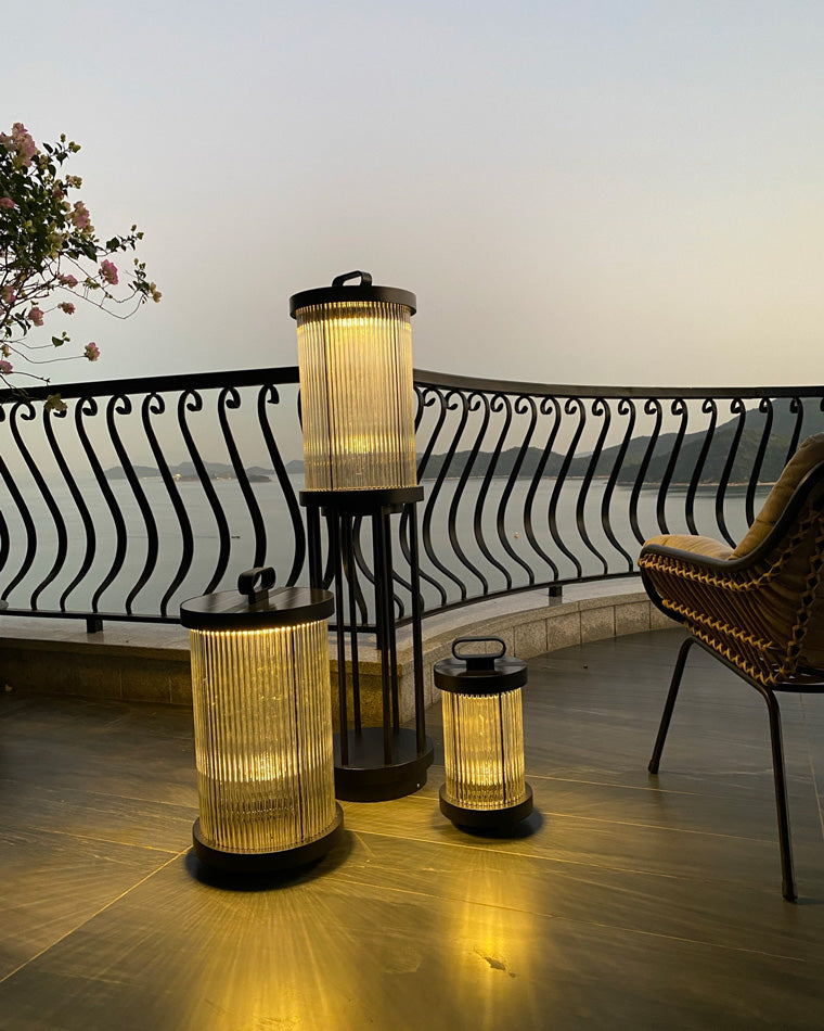 Diff Solar Pleated Glass Lantern Outdoor Light-DF9043