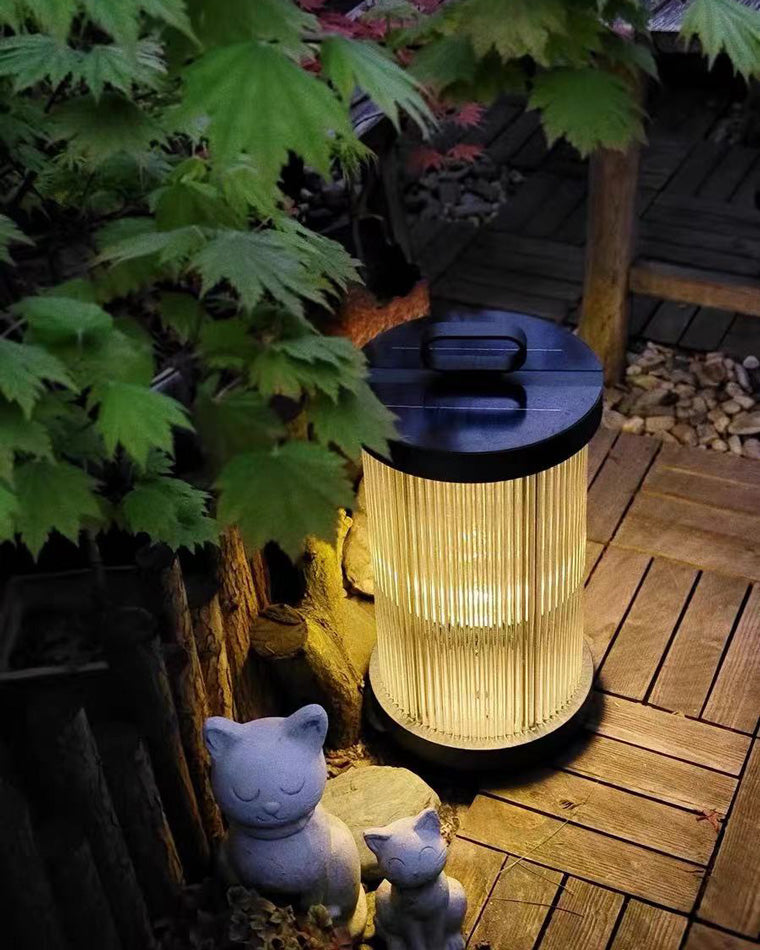 Diff Solar Pleated Glass Lantern Outdoor Light-DF9043