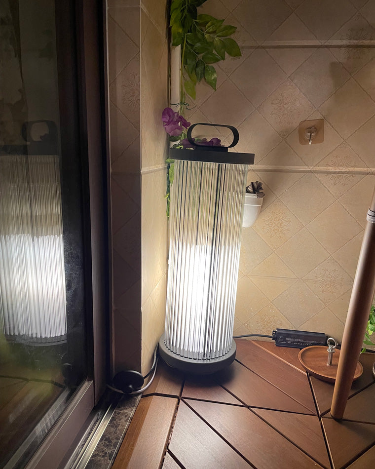 Diff Solar Pleated Glass Lantern Outdoor Light-DF9043