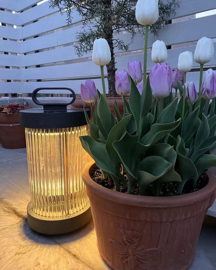 Diff Solar Pleated Glass Lantern Outdoor Light-DF9043