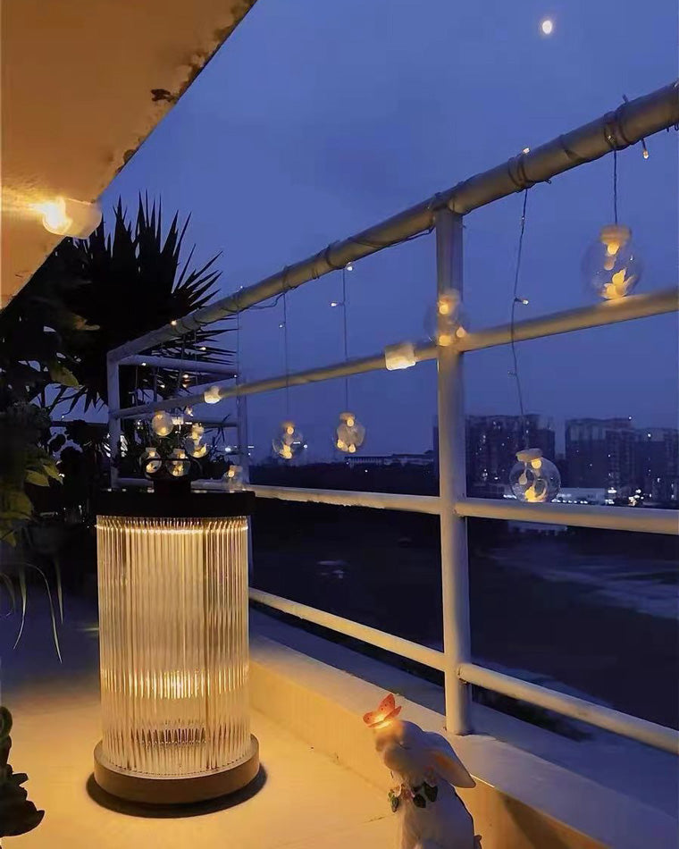 Diff Solar Pleated Glass Lantern Outdoor Light-DF9043