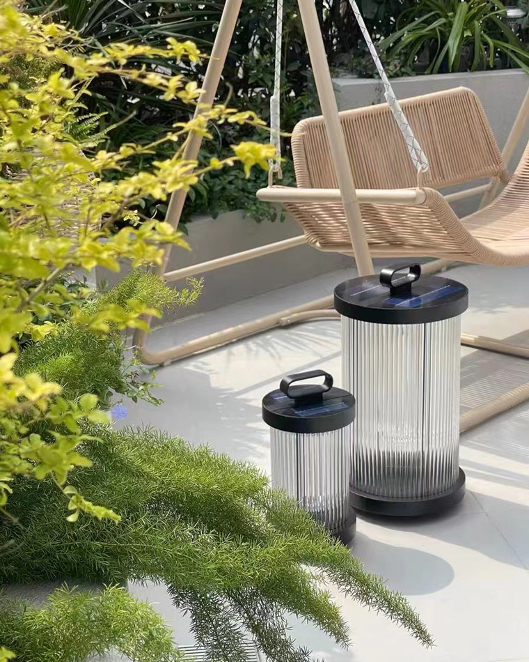 Diff Solar Pleated Glass Lantern Outdoor Light-DF9043