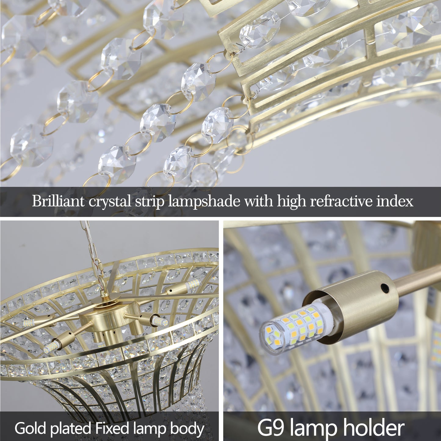 8-Light 23.6" Wide Crystal Waterfall Chandelier-DG2007