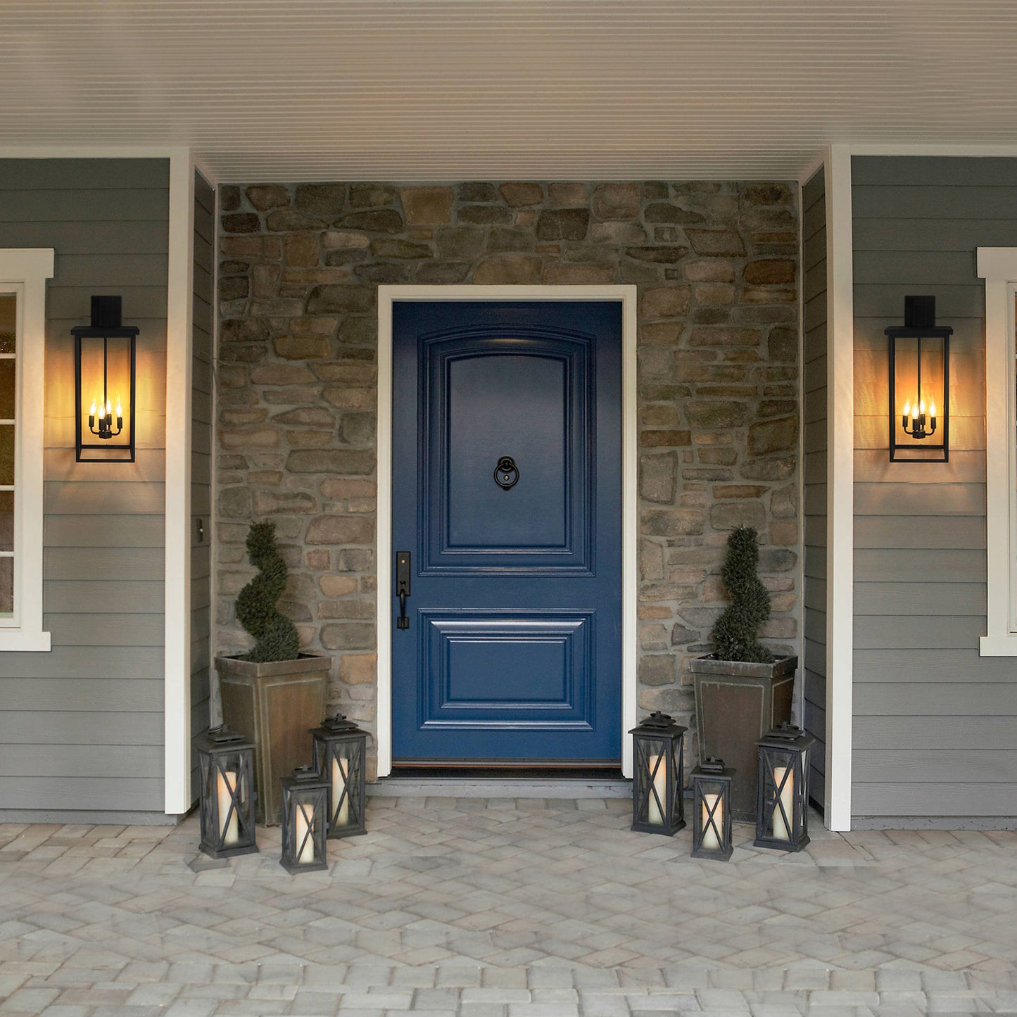 4-Light Black Outdoor Wall Light-DG2001