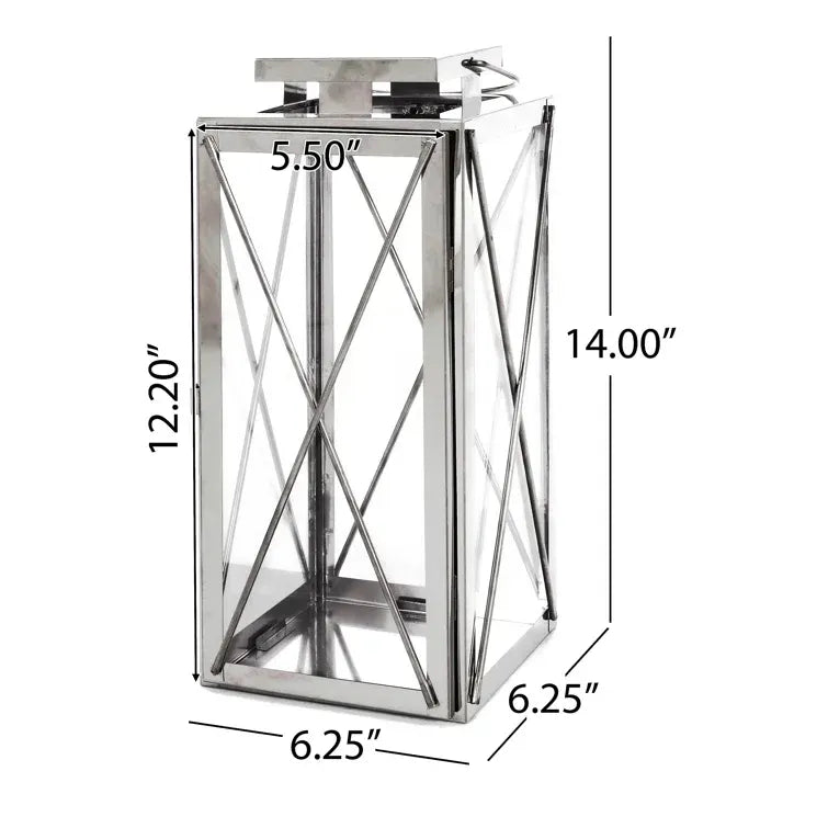 DEBORAH 14"H STAINLESS STEEL LANTERN