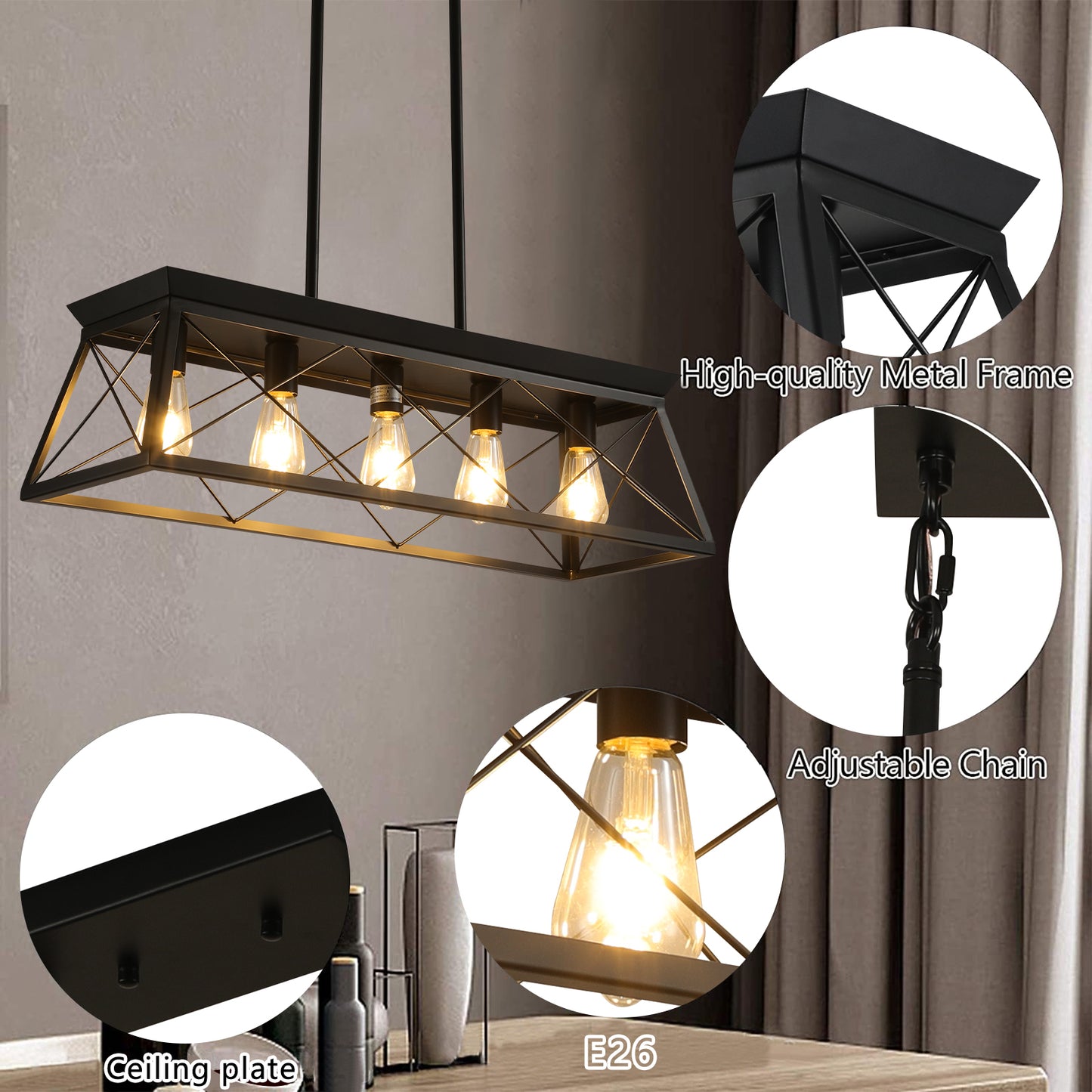 5-Light Farmhouse Chandeliers -DG2004