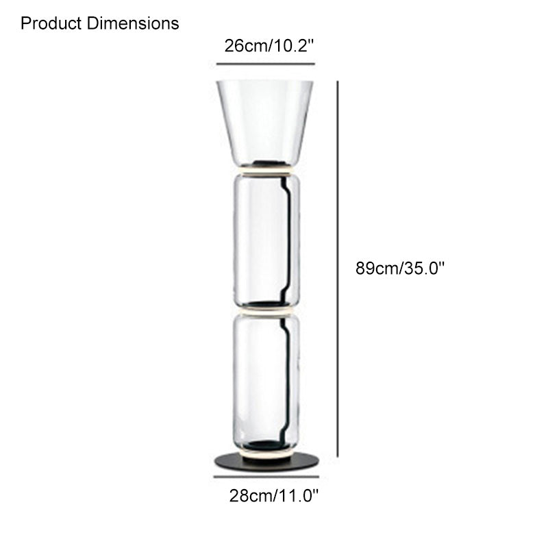 Diff Glass Column Torchiere Floor Lamp-DF7018