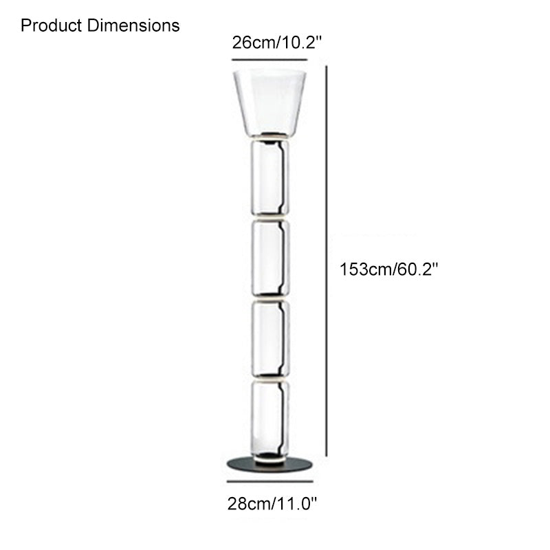 Diff Glass Column Torchiere Floor Lamp-DF7018