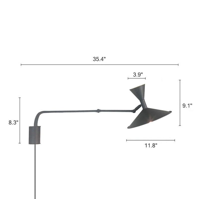 Diff Horn Swing Arm Wall Sconce with Switch-DF6014