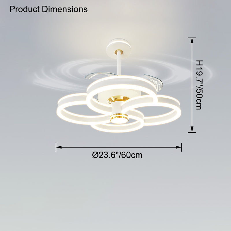 Diff 24" Remote Ceiling Fan Chandelier with Dimmable Bright Light-DF5043