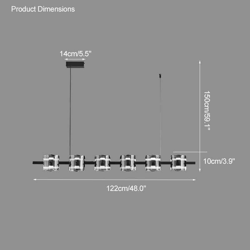 Diff Glass Brass Linear Chandelier-DF2219B