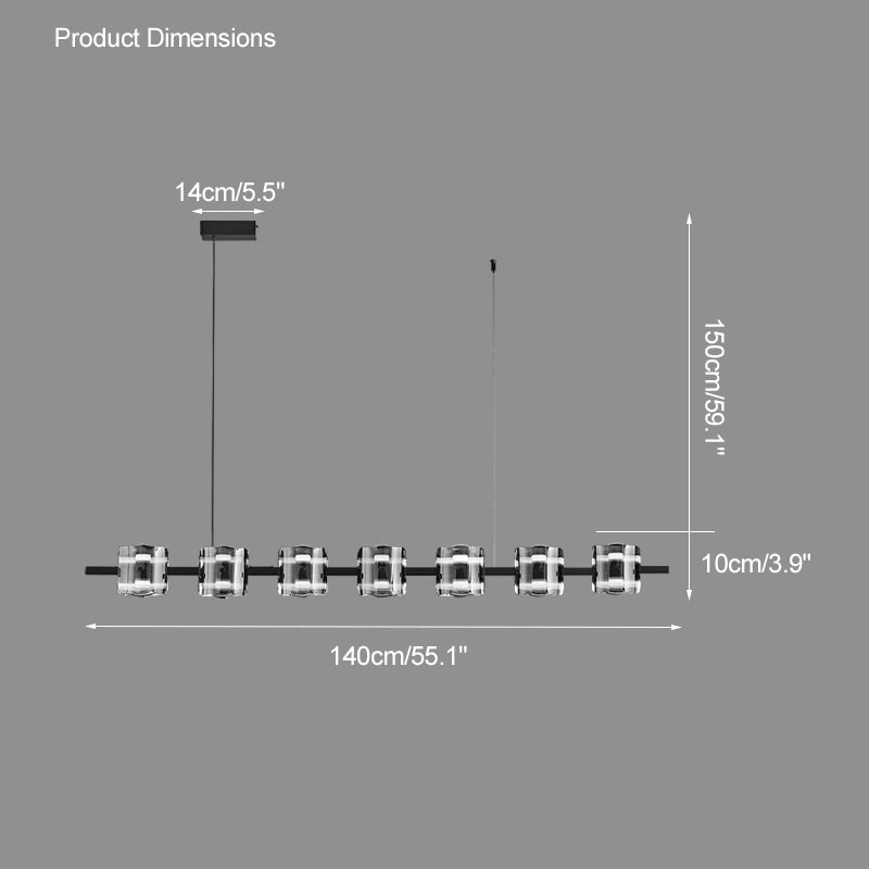 Diff Glass Brass Linear Chandelier-DF2219B