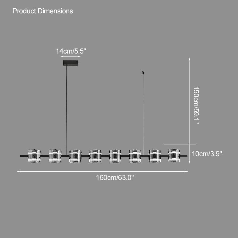 Diff Glass Brass Linear Chandelier-DF2219B