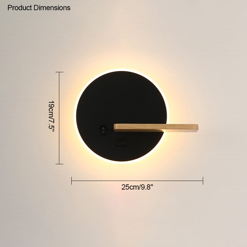 Diff Round Accent Wall Sconce with Shelf, Switch and USB-DF6084