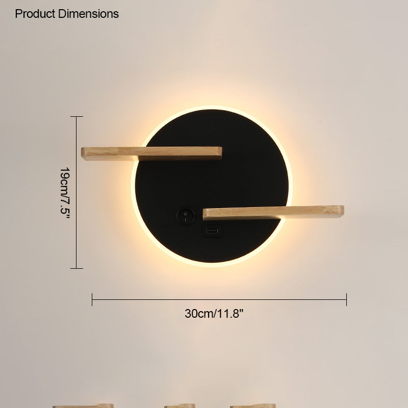 Diff Round Accent Wall Sconce with Shelf, Switch and USB-DF6084