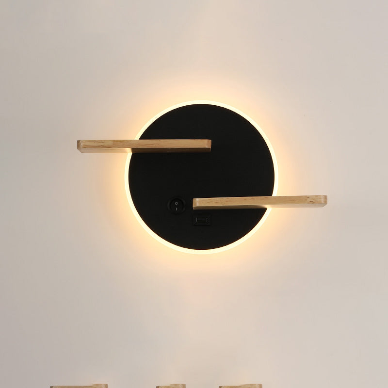Diff Round Accent Wall Sconce with Shelf, Switch and USB-DF6084