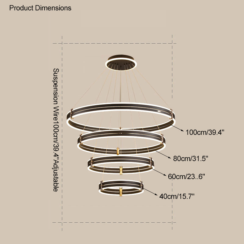 Diff Tiered Black Rings Chandelier-DF2172