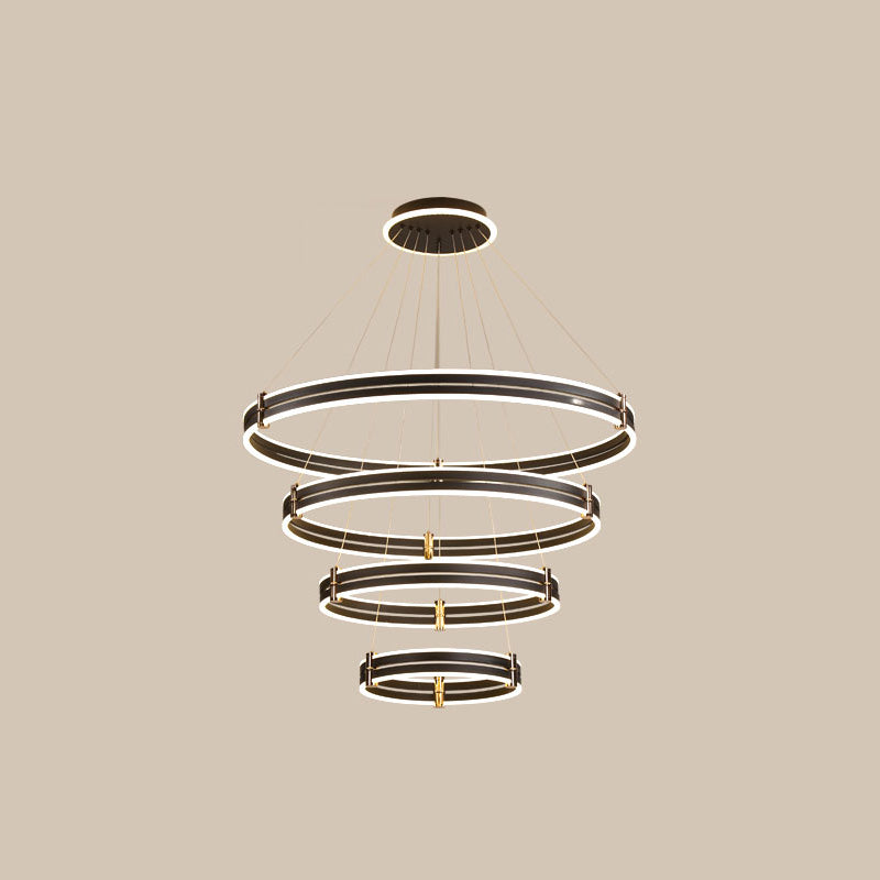 Diff Tiered Black Rings Chandelier-DF2172